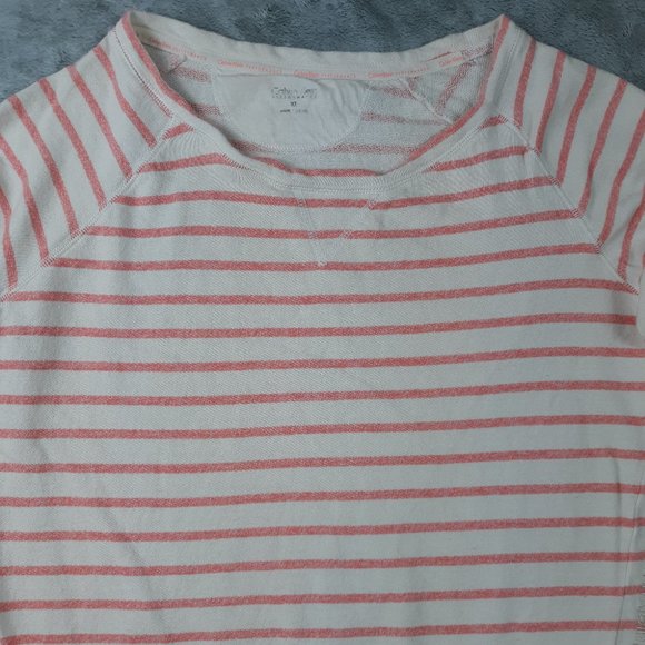 4/$25 Calvin Klein Pink White Striped Sweatshirt - Picture 3 of 6